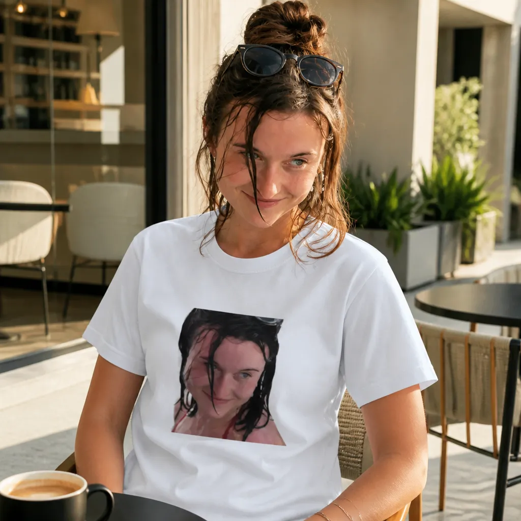 Model wearing Foam Party Girl Iconic Glance T-Shirt T-Shirts in White