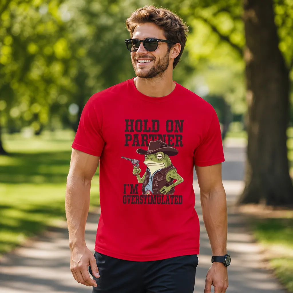 Hold On Partner Im Overstimulated Graphic T-Shirt