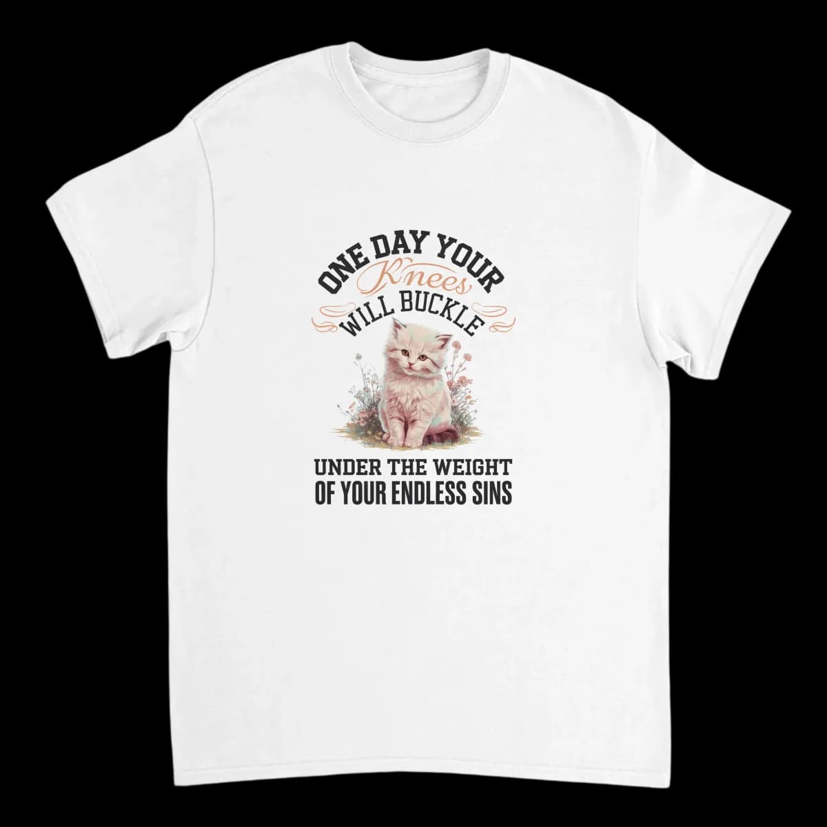 Endless Sins Cute Kitten Graphic Tee T-Shirts - White