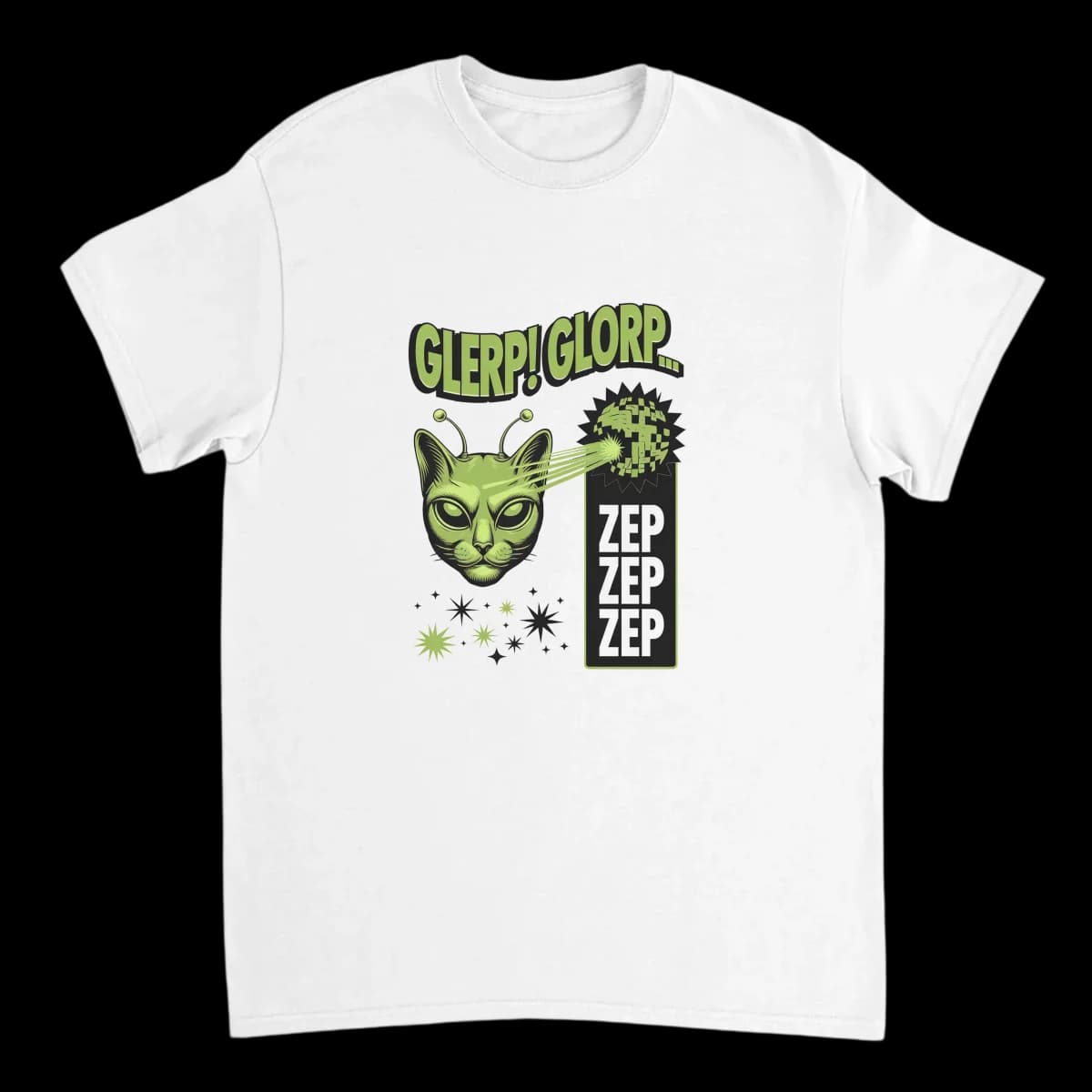 Glerp Glorp Alien Cat Sci-Fi Meme Tee T-Shirts - White